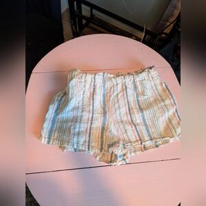Cali 1850 Striped Women's Shorts Size Large Linen Blend‎